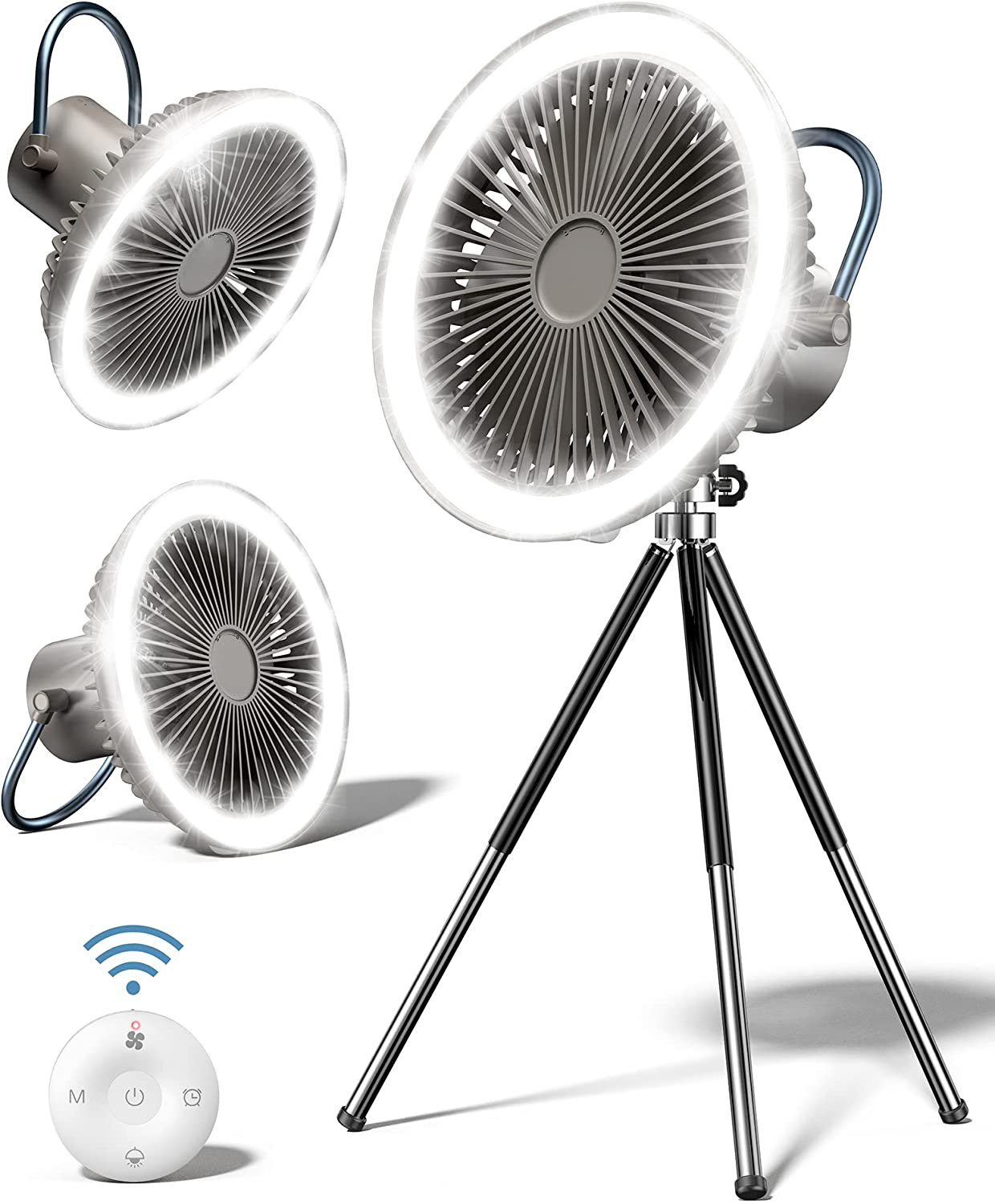 Battery powered fan camping top